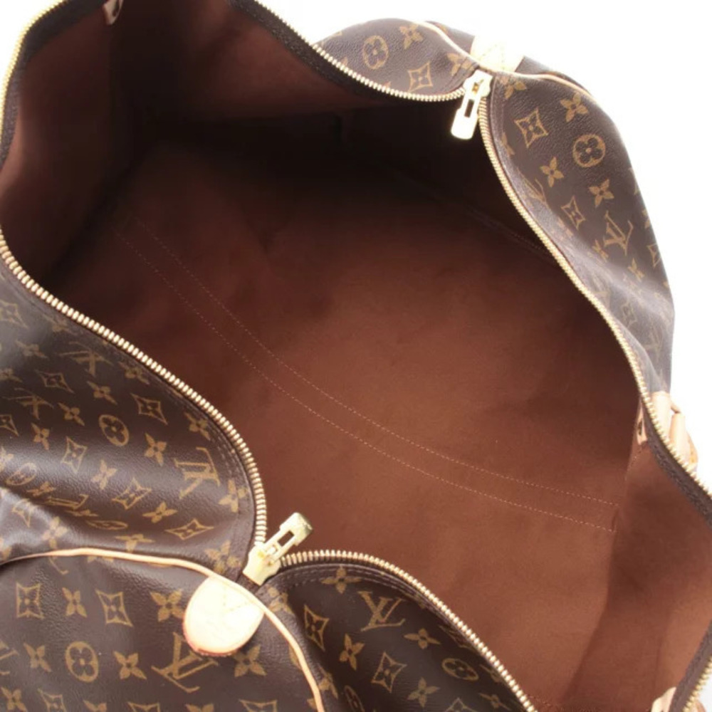 Louis Vuitton Monogram Leather Bag Brown Canvas Boston Keepall - Picture 3 of 7